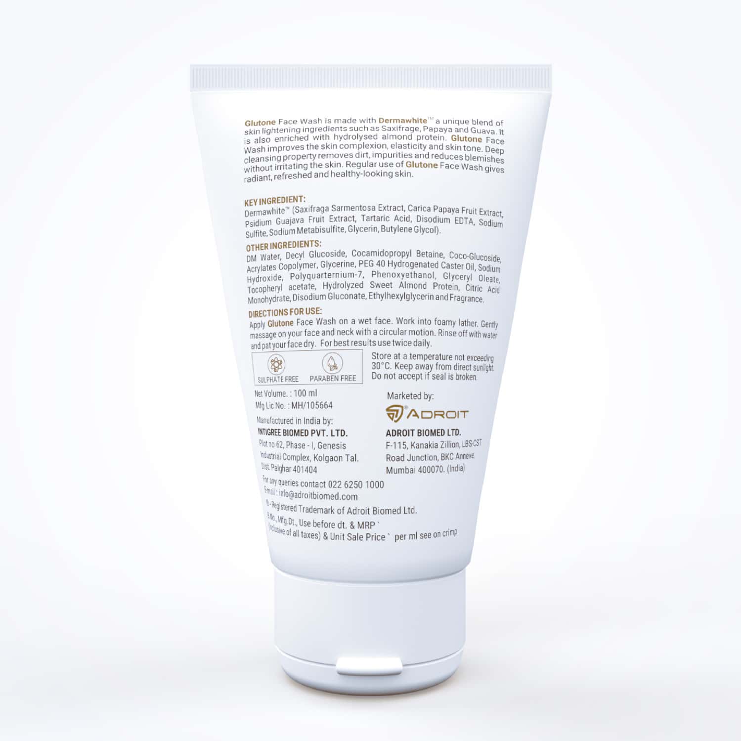 GLUTONE FACE WASH WITH DERMAWHITE AND HYDROLYSED ALMONDS FOR BRIGHTER & RADIANT SKIN PACK OF 6