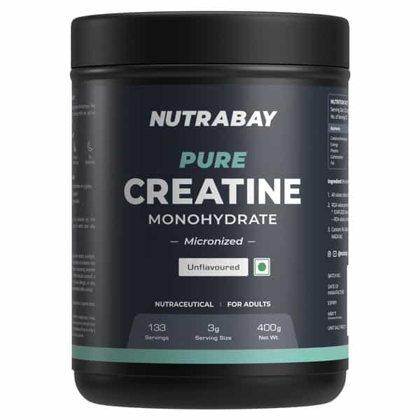 Nutrabay Pure Micronised Creatine Monohydrate Powder | Trustified Certified | 3G/Serving - 400G