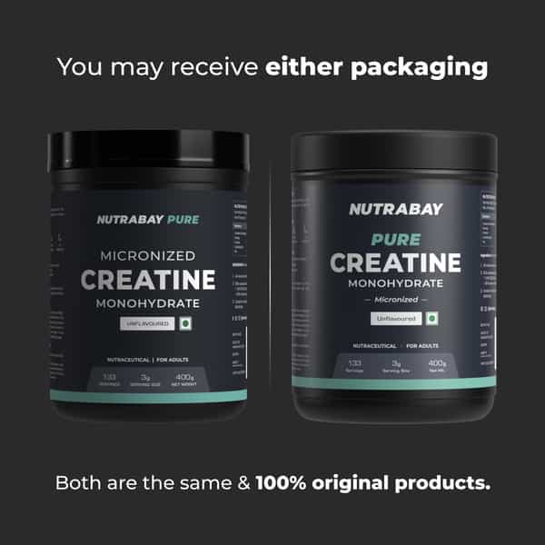 Nutrabay Pure Micronised Creatine Monohydrate Powder | Trustified Certified | 3G/Serving - 400G