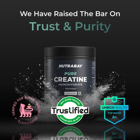 Nutrabay Pure Micronised Creatine Monohydrate Powder | Trustified Certified | 3g/Serving - 400g