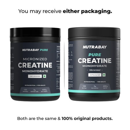 Nutrabay Pure Micronised Creatine Monohydrate Powder | Trustified Certified | 3g/Serving - 400g