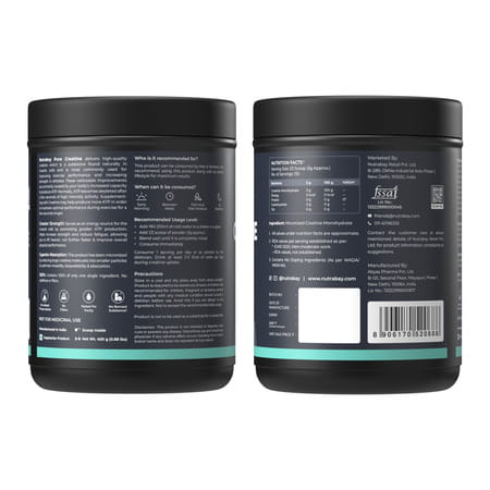 Nutrabay Pure Micronised Creatine Monohydrate Powder | Trustified Certified | 3g/Serving - 400g