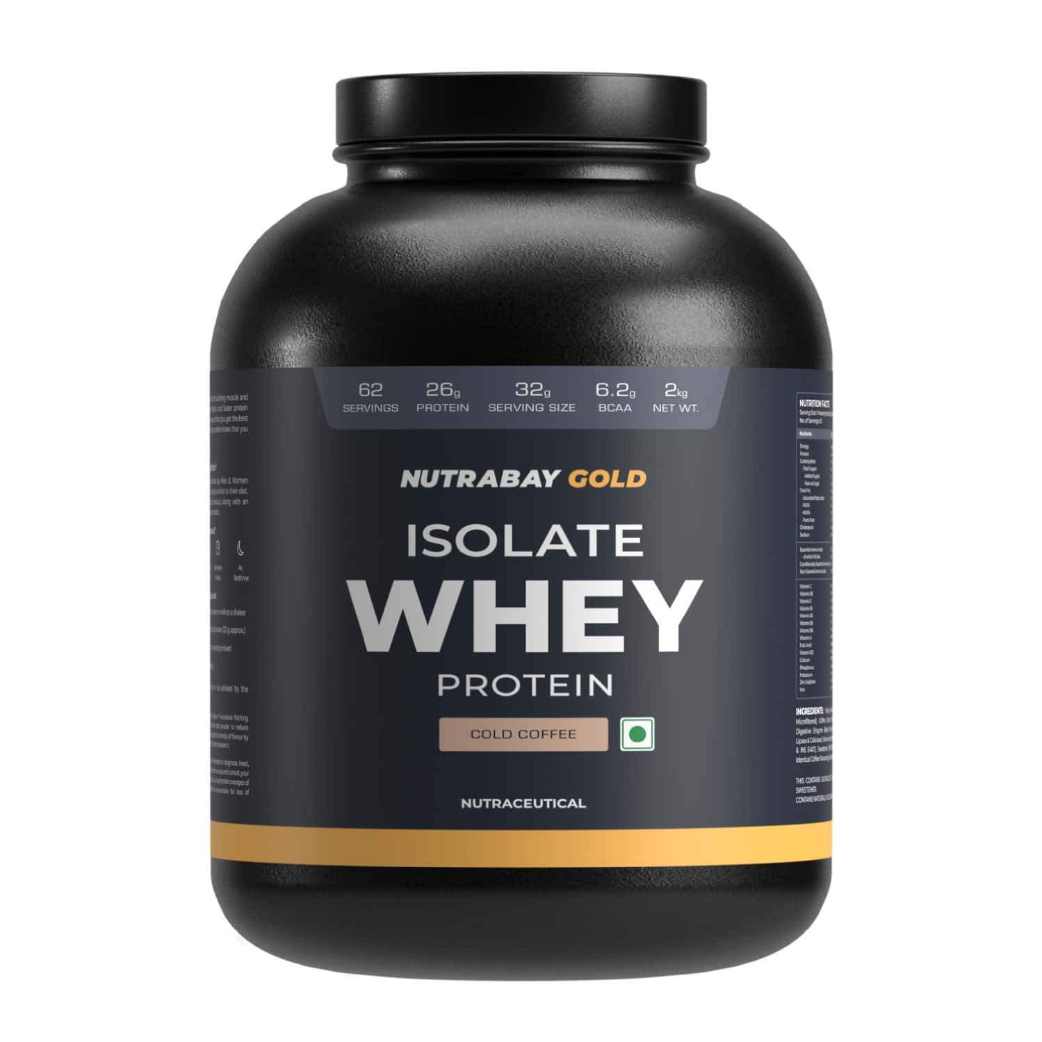 Nutrabay Gold 100% Whey Protein Isolate|26g Protein|muscle Support & Recovery|cold Coffee | 2 Kg