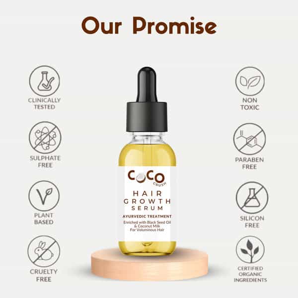 Coco Crush Ayurvedic Hair Growth Serum - Stop Hair Loss & Increase Volume Naturally - 30Ml