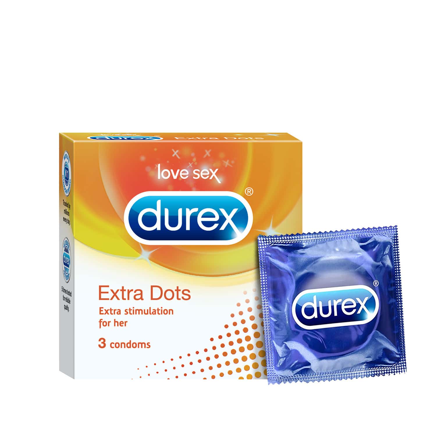 Durex Condoms Extra Dots - 3s