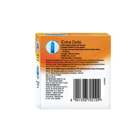 Durex Condoms Extra Dots - 3s
