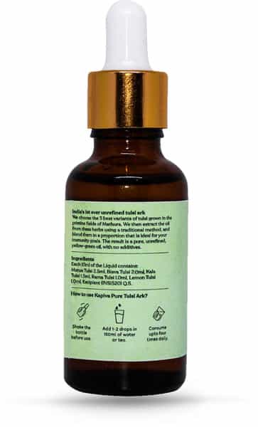 Kapiva Pure Tulsi Ark Drops - 5 Types Of Pure Tulsi Natural Immunity Booster - 30 Ml