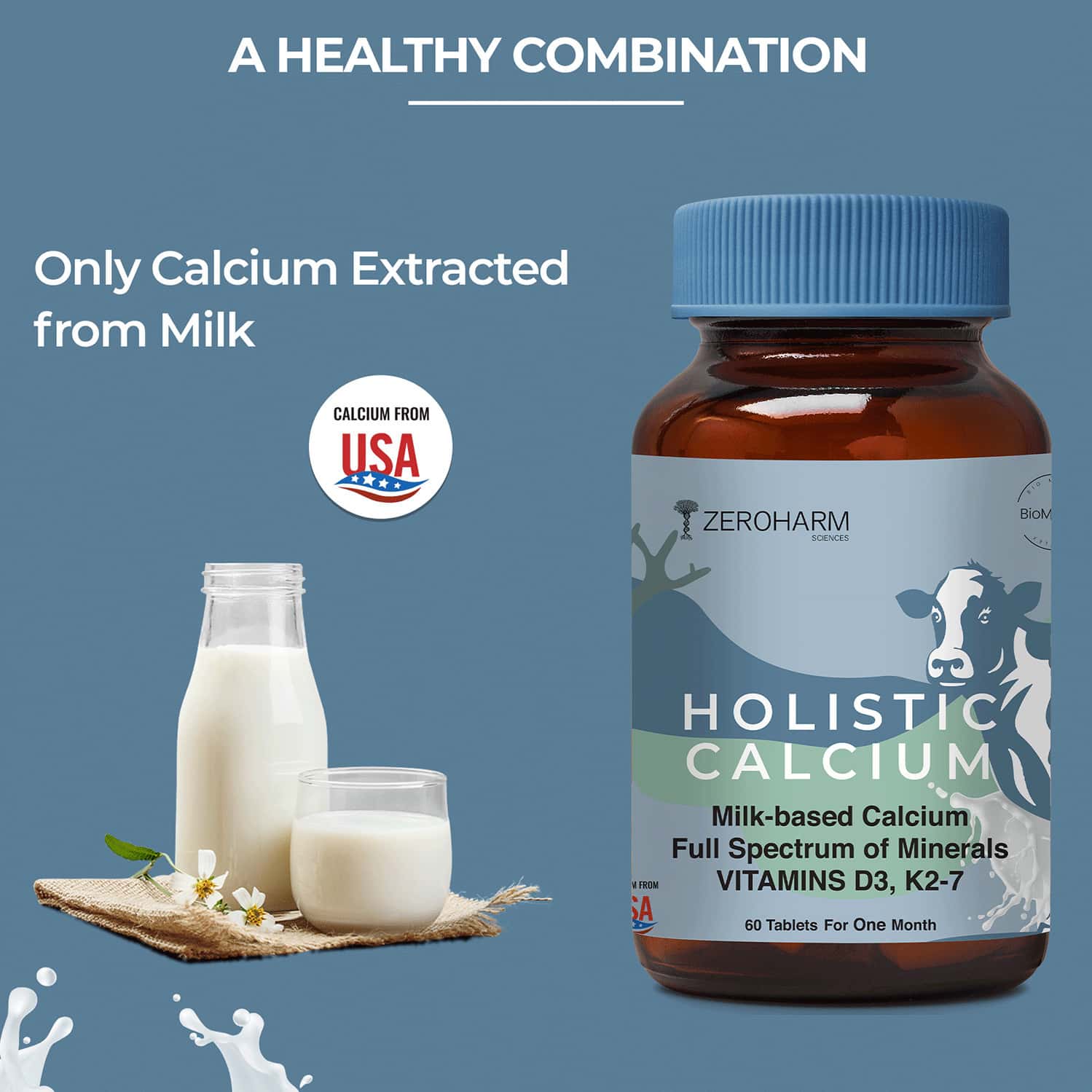 Buy ZEROHARM HOLISTIC CALCIUM TAB VITAMIN D3 K27FOR JOINT SUPPORT