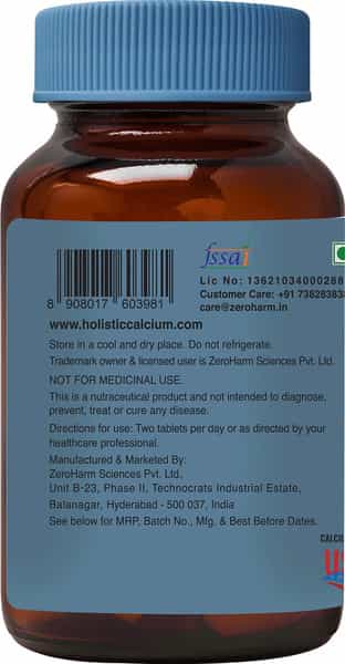 Zeroharm Holistic Calcium Tab Vitamin D3 K2-7-For Joint Support & Bone Strength