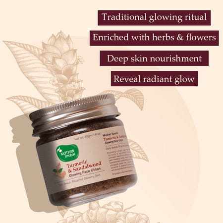 Mother Sparsh Turmeric And Sandalwood Glowing Face Ubtan Powder For Glow & Brightens Skin - 40gm