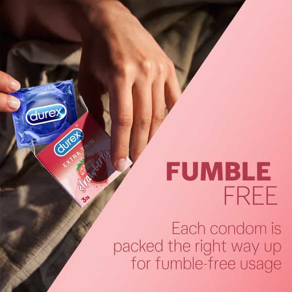 Durex Extra Thin Wild Strawberry Flavoured Condoms For Men -10S