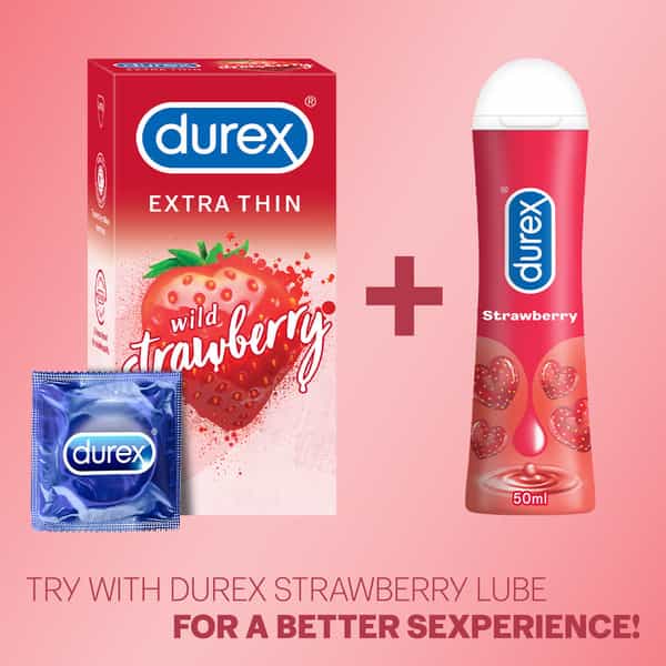 Durex Extra Thin Wild Strawberry Flavoured Condoms For Men -10S