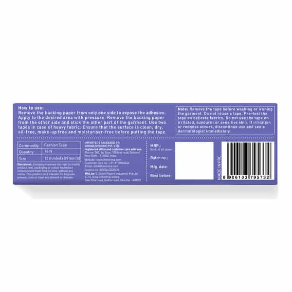 Sirona Women Fashion Tape Double Stick Strips - 36 Strips| Waterproof & Sweat Proof| Bra Tape Strips