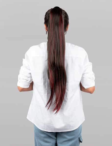 Streak Street Staright Burgundy Ponytail