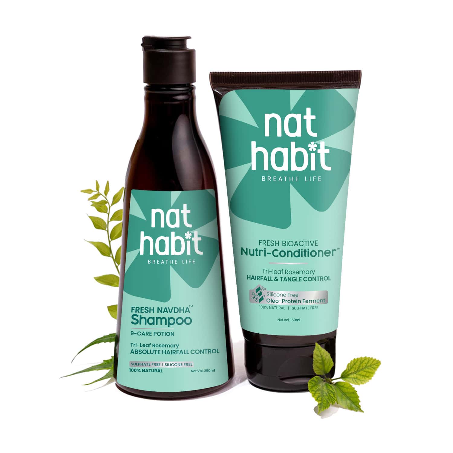 Nat Habit Trileaf Rosemary Shampoo & Conditioner Combo Herbal Shampoo 400 Ml