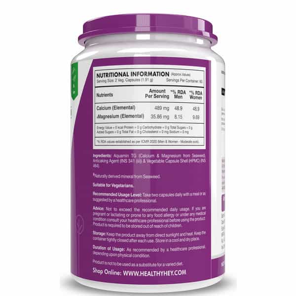 Healthyhey Nutrition 100% Natural Ocean Calcium & Magnesium - 120 Veg. Capsules