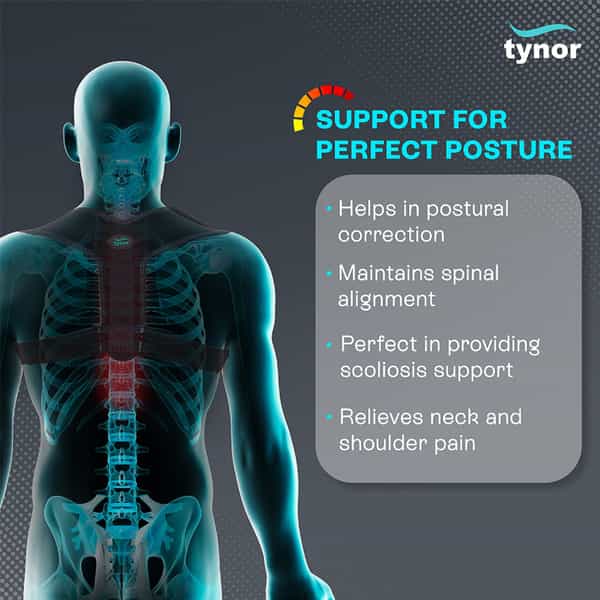 Tynor Posture Corrector Sleek Black Universal 1 Unit