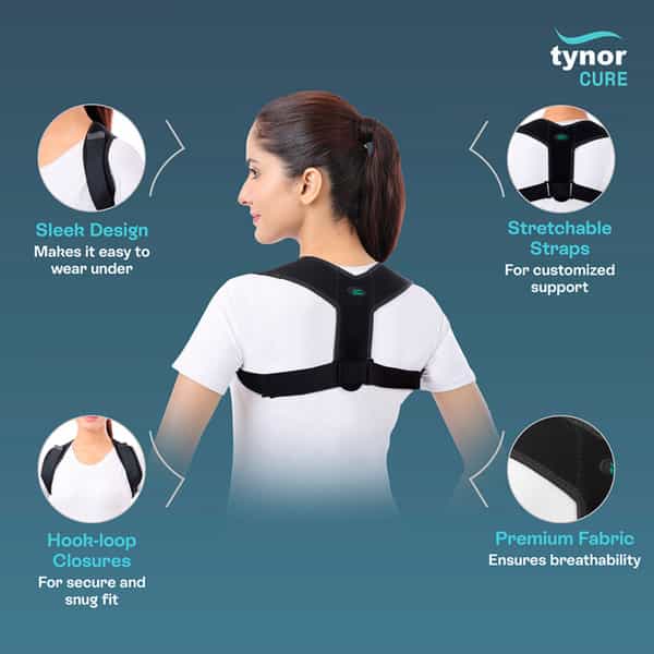 Tynor Posture Corrector Sleek Black Universal 1 Unit