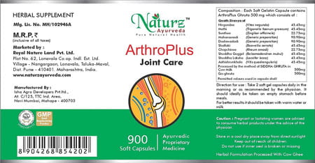 Naturz Ayurveda Arthroplus - 900 Capsules