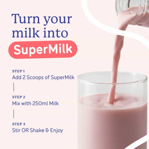 Gritzo Supermilk Growth+ | 7-9Y Girls | 10G Protein | Strawberry Swirl | 400Gm