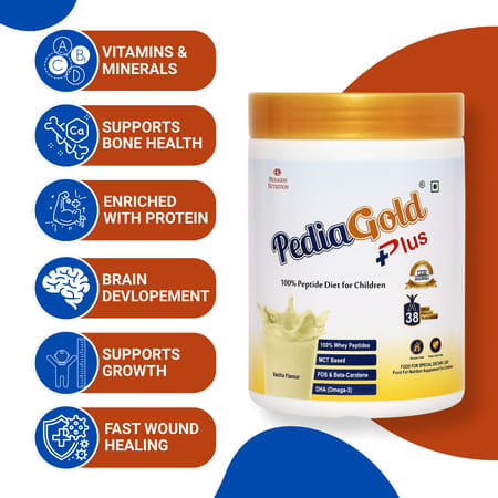 Pediagold Plus | 100% Peptide Diet For Children - Vanilla Flavour - 400g