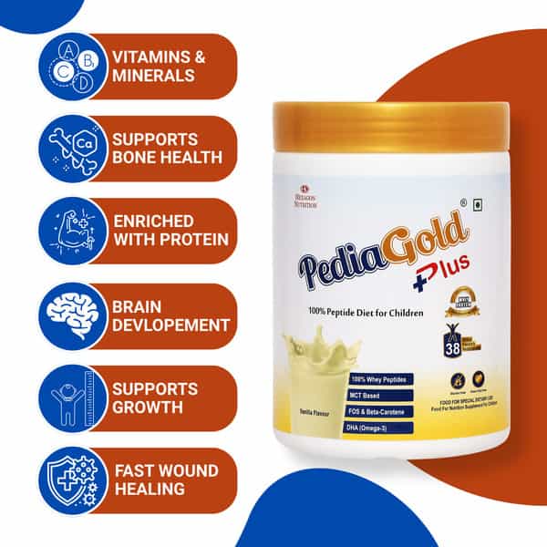 Pediagold Plus | 100% Peptide Diet For Children - Vanilla Flavour - 400G