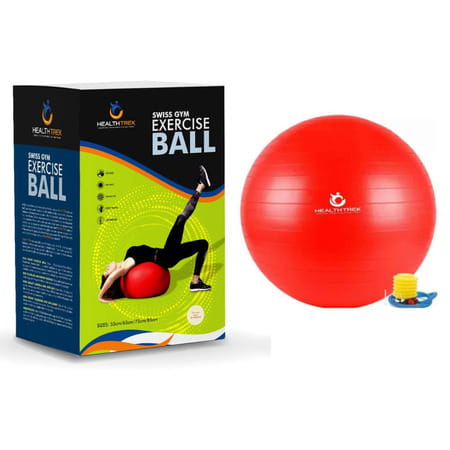 Healthtrek Anti Burst Yoga Ball With Foot Pump (Pack Of 1 | 55 Cm | Red)