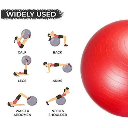 Healthtrek Anti Burst Yoga Ball With Foot Pump (Pack Of 1 | 55 Cm | Red)
