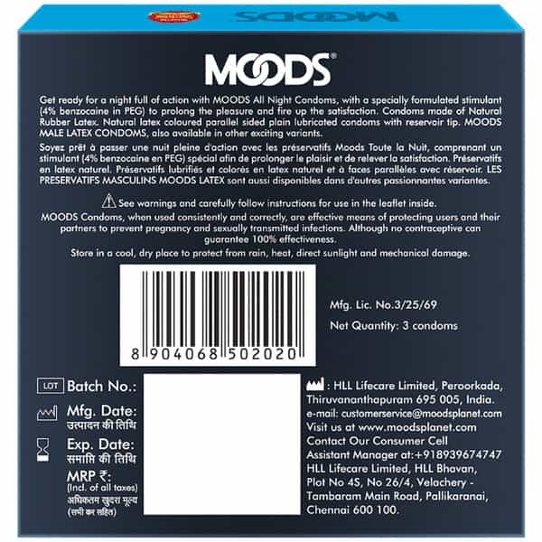 Moods Allnight Condoms - Pack Of 3'S