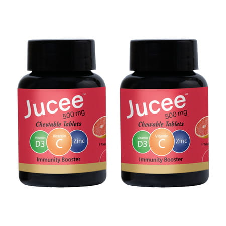 Jucee Chewable Tablets 60 Caps | Vitamins & Zinc | Grape Fruit Flavour (Pack Of 4)