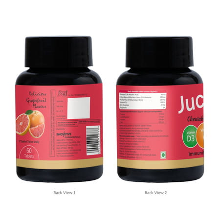 Jucee Chewable Tablets 60 Caps | Vitamins & Zinc | Grape Fruit Flavour (Pack Of 4)