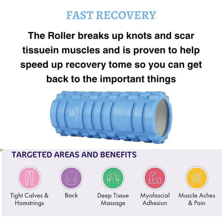 Healthtrek Foam Yoga Roller For Back Pain (33 Cm) - Blue