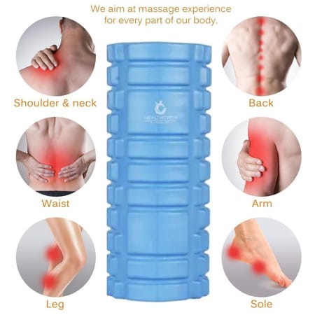 Healthtrek Foam Yoga Roller For Back Pain (33 Cm) - Blue