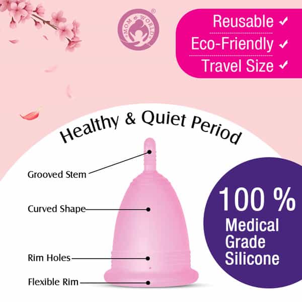 Mom & World Reusable Menstrual Cup For Women Odor And Rash Free No Leakage (Medium) X Pack Of 2