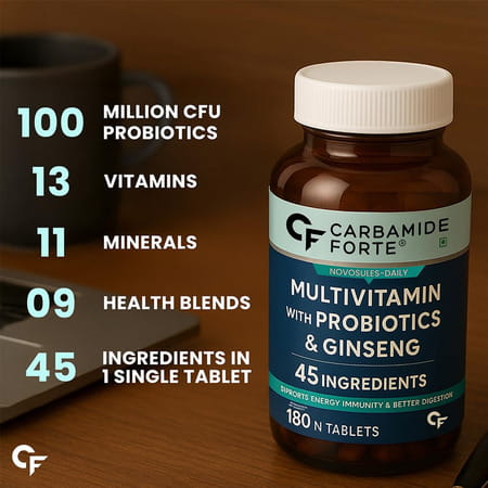 Carbamide Forte Multivitamin With Probiotics & Ashwagandha- 180 Tablets