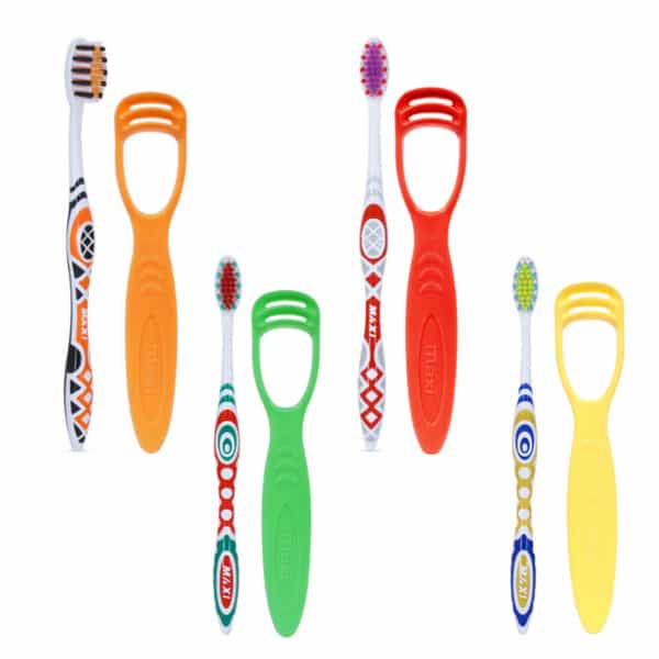 Maxi Style Toothbrush & Tongue Cleaner-Oral Hygiene Kit (Pack Of 4)