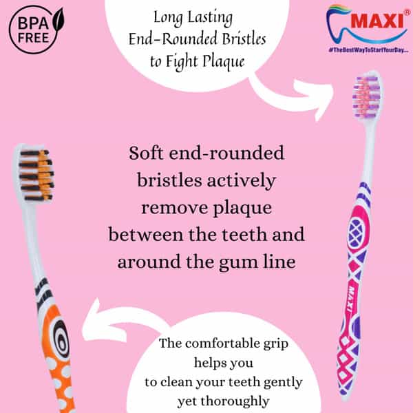 Maxi Style Toothbrush & Tongue Cleaner-Oral Hygiene Kit (Pack Of 4)