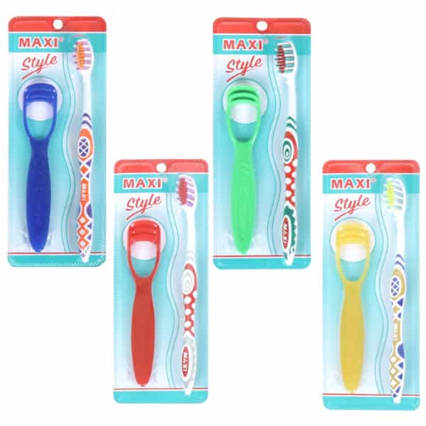 Maxi Style Toothbrush & Tongue Cleaner-Oral Hygiene Kit (Pack Of 4)