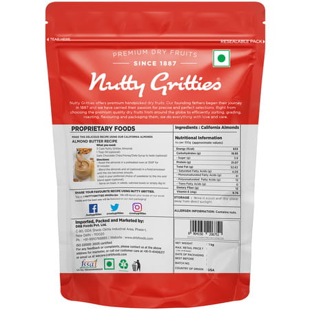 Nutty Gritties California Almonds - 1kg