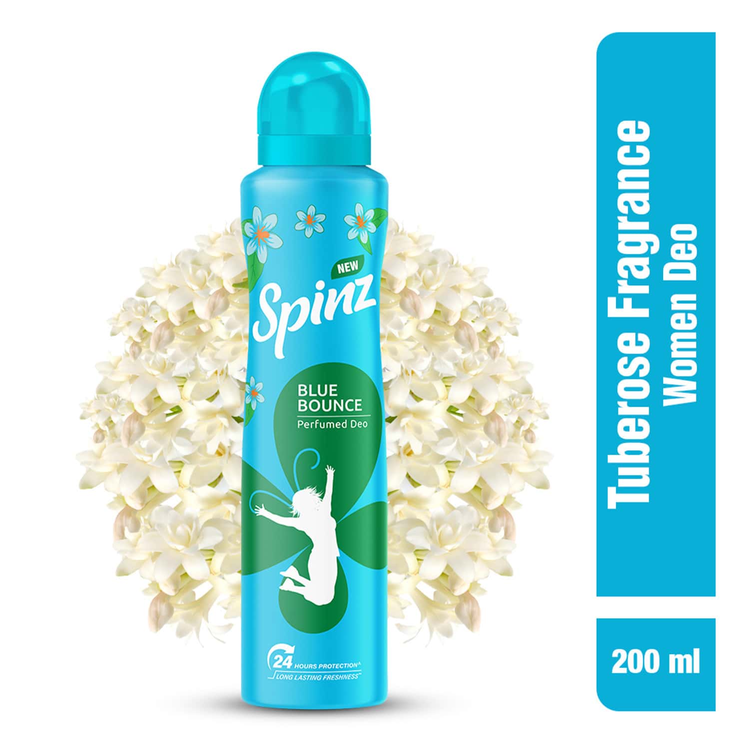 New Spinz Blue Bounce Perfumed Deo For Women,Fresh Tuberose Fragrance, Long Lasting Freshness,200ml