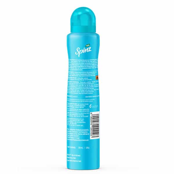 New Spinz Blue Bounce Perfumed Deo For Women,Fresh Tuberose Fragrance, Long Lasting Freshness,200Ml