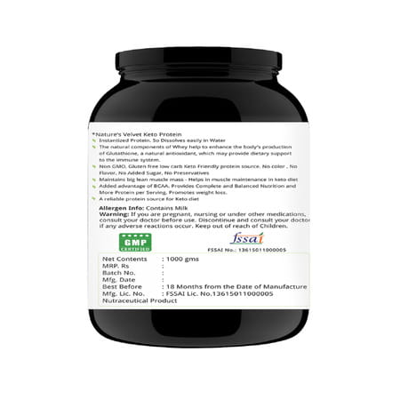 Natures Velvet Keto Protein 1000g Powder