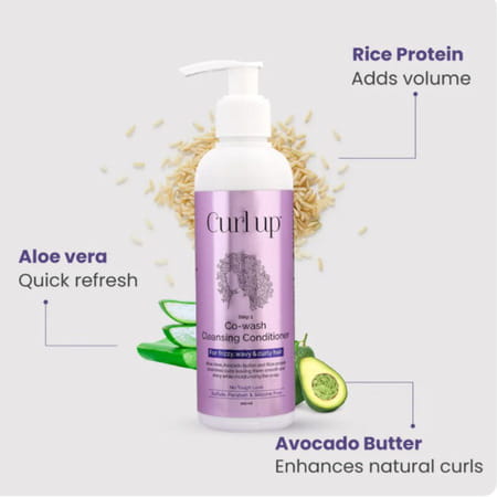 Curl Up Cowash Cleansing Conditioner | Mild 2in1 Shampoo & Conditioner |Frizzy & Curly Hair - 200 Ml