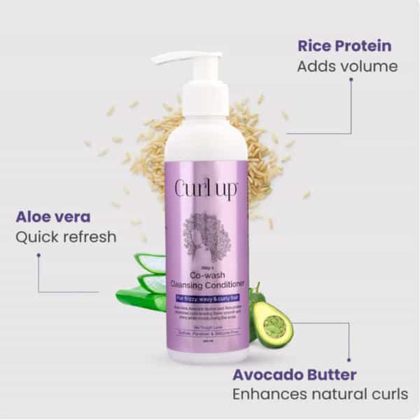 Curl Up Cowash Cleansing Conditioner | Mild 2In1 Shampoo & Conditioner |Frizzy & Curly Hair - 200 Ml