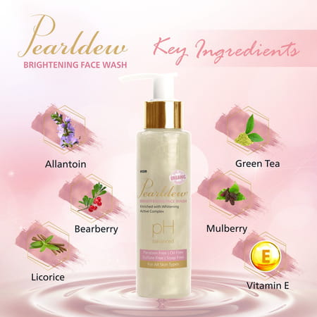 Pearldew Brightening Face Wash 100 Ml|With Licorice | Aloe Vera | Vitamin E & B3 (Pack Of 3)