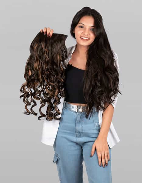 Streak Street Clip-In 24" Step Curl Mix Brown Hair Extensions