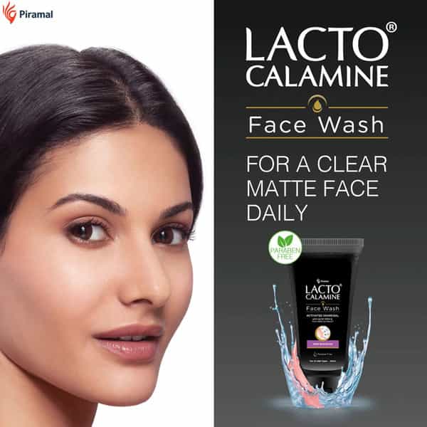 Lacto Calamine Charcoal Face Wash - 100 Ml With Aloe Vera & Tea Tree Removes Blackheads & Whiteheads