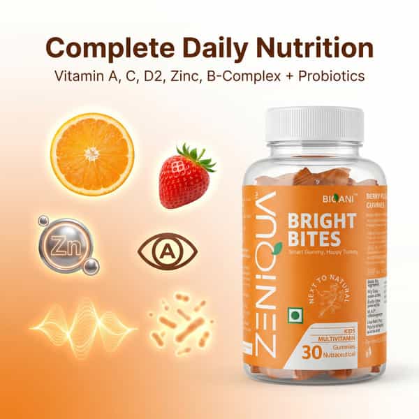 Zeniqua Brightbites Multivitamin Gummies | Kids Growth | Gut & Immunity | 30 Gummies