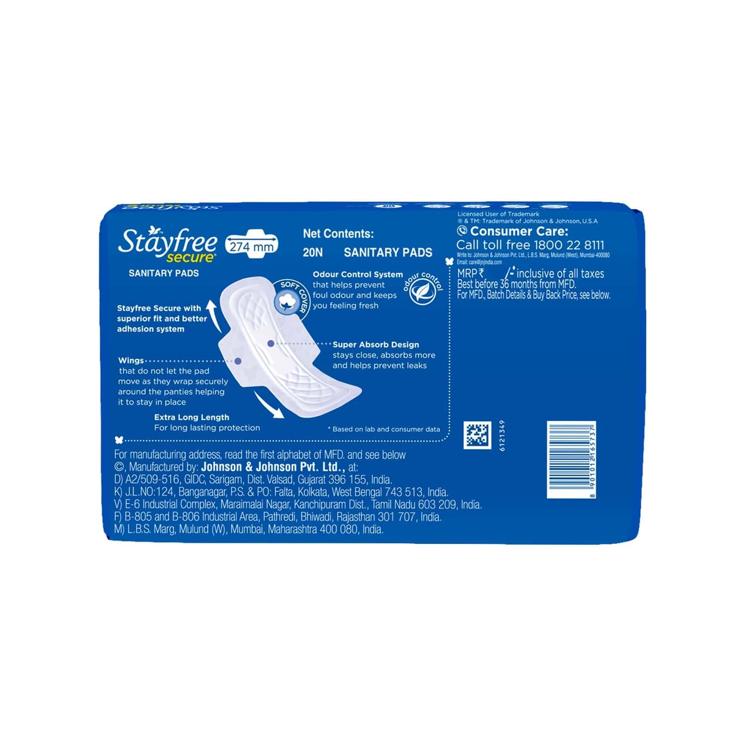 Buy Stayfree Secure Size Xl Sanitary Pads Packet Of 20 Online & Get