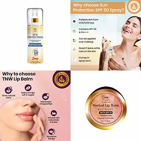 Tnw The Natural Wash Skin & Lip Care Combo With Sun Protection Spf 50 Spray For All Skin Types